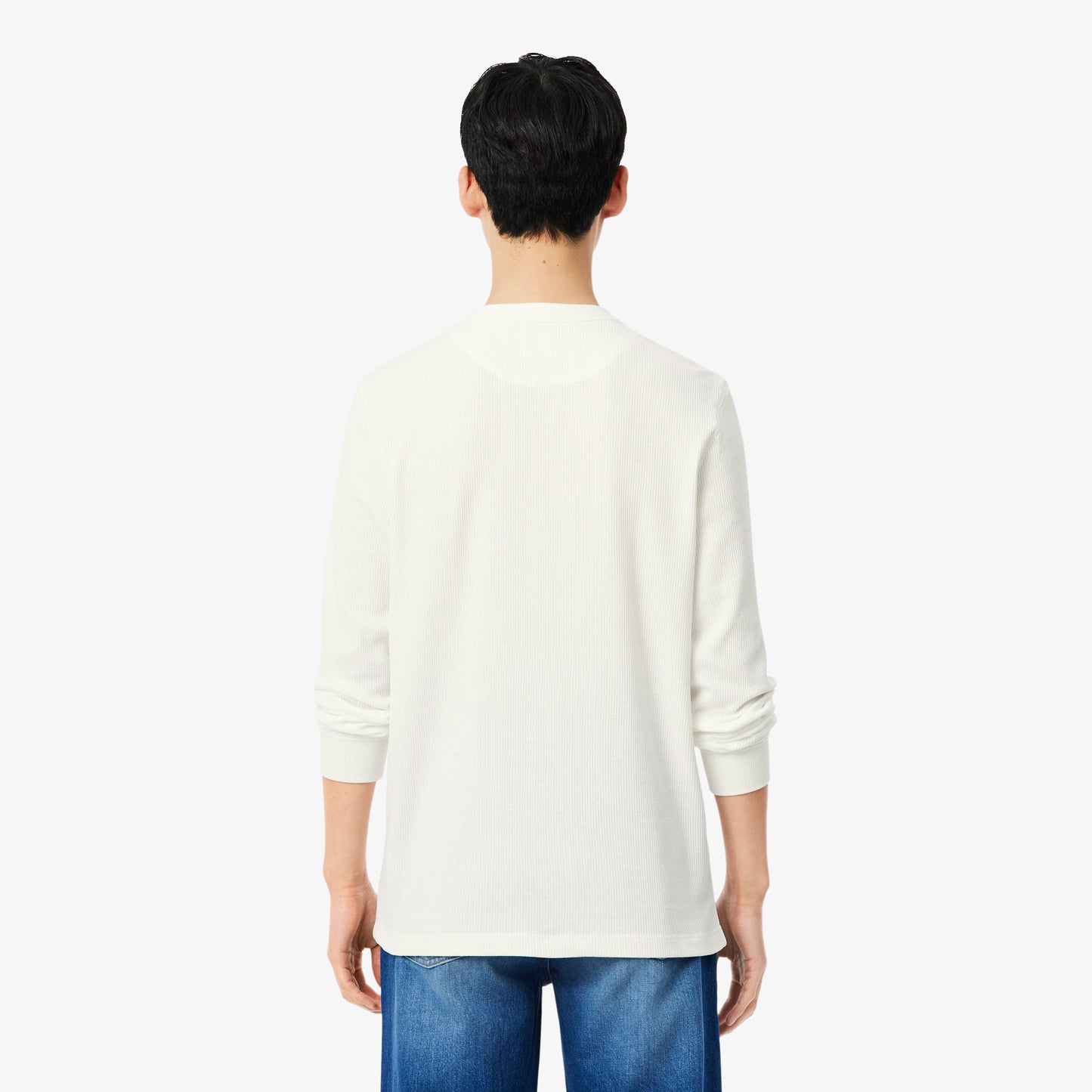 LACOSTE HENLEY LONG SLEEVE WAFFLE KNIT COTTON T-SHIRT WHITE (7) 2XL RRP £70 BNWT