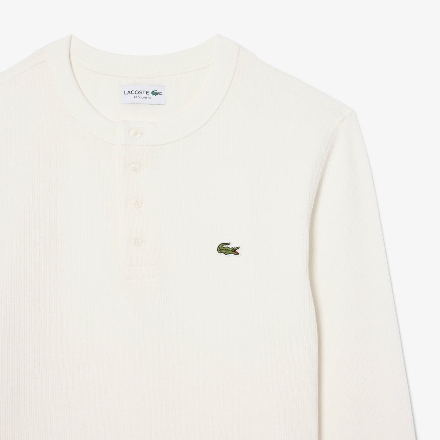 LACOSTE HENLEY LONG SLEEVE WAFFLE KNIT COTTON T-SHIRT WHITE (7) 2XL RRP £70 BNWT