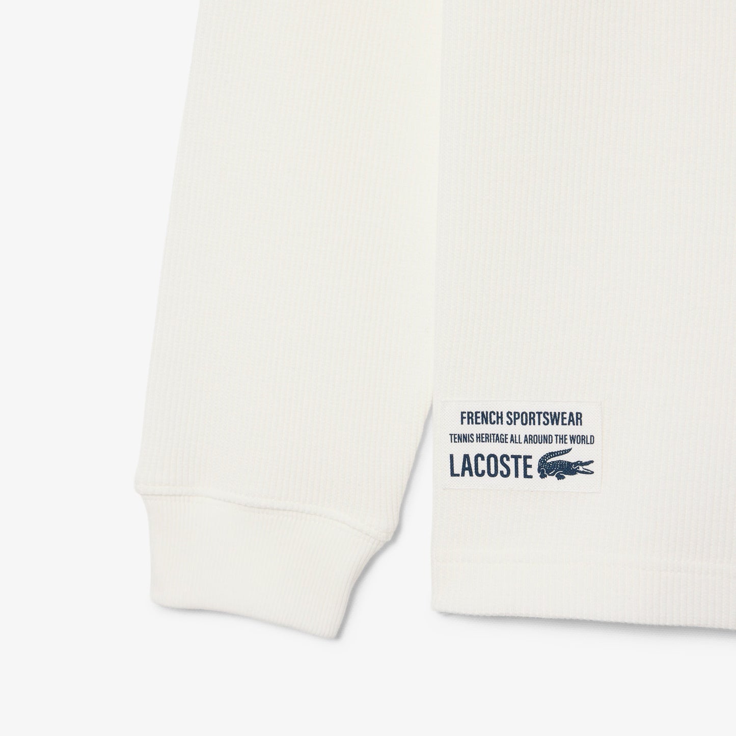 LACOSTE HENLEY LONG SLEEVE WAFFLE KNIT COTTON T-SHIRT WHITE (7) 2XL RRP £70 BNWT