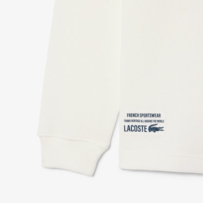 LACOSTE HENLEY LONG SLEEVE WAFFLE KNIT COTTON T-SHIRT WHITE (7) 2XL RRP £70 BNWT