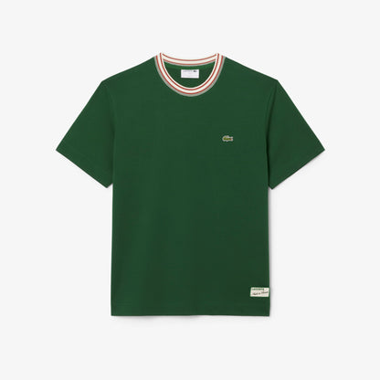 LACOSTE COTTON TIPPED CREW NECK T-SHIRT GREEN RRP £75 BNWT