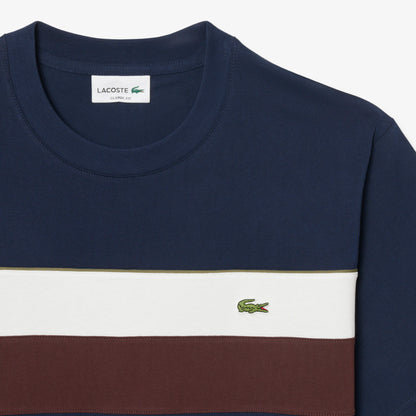 LACOSTE COLOUR BLOCK COTTON T-SHIRT NAVY RRP £60 BNWT