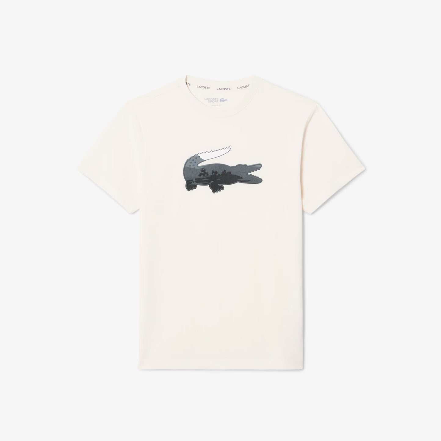 LACOSTE SPORT ULTRA DRY LARGE CROC LOGO COTTON T-SHIRT CREAM/GREY 3XL RRP £60 BNWT