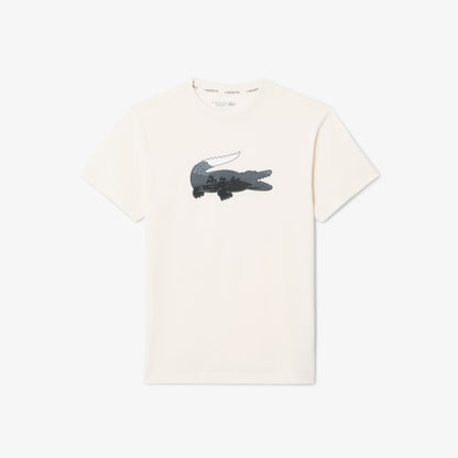 LACOSTE SPORT ULTRA DRY LARGE CROC LOGO COTTON T-SHIRT CREAM/GREY 3XL RRP £60 BNWT