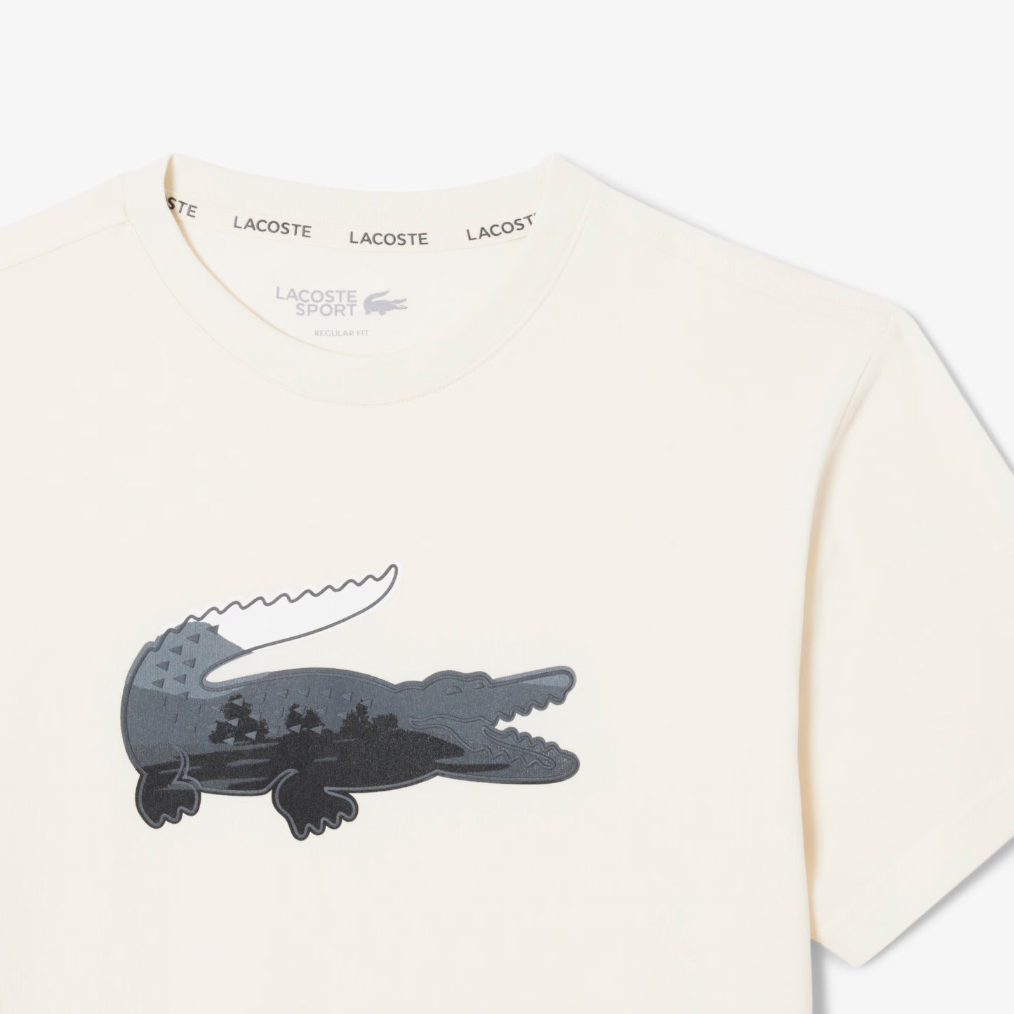 LACOSTE SPORT ULTRA DRY LARGE CROC LOGO COTTON T-SHIRT CREAM/GREY 3XL RRP £60 BNWT