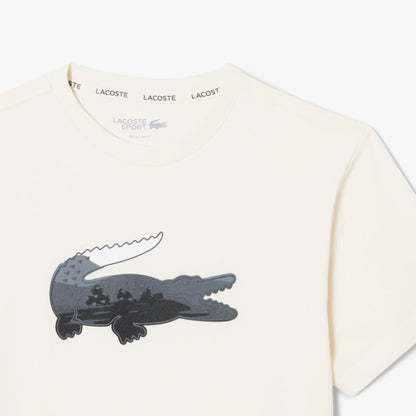 LACOSTE SPORT ULTRA DRY LARGE CROC LOGO COTTON T-SHIRT CREAM/GREY 3XL RRP £60 BNWT