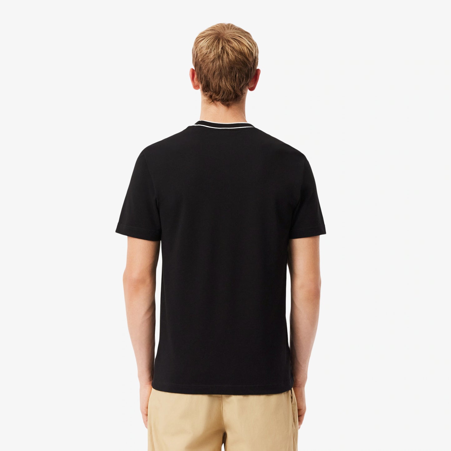 LACOSTE PIQUE COTTON TIPPED T-SHIRT BLACK SIZE (8) 3XL RRP £70 BNWT