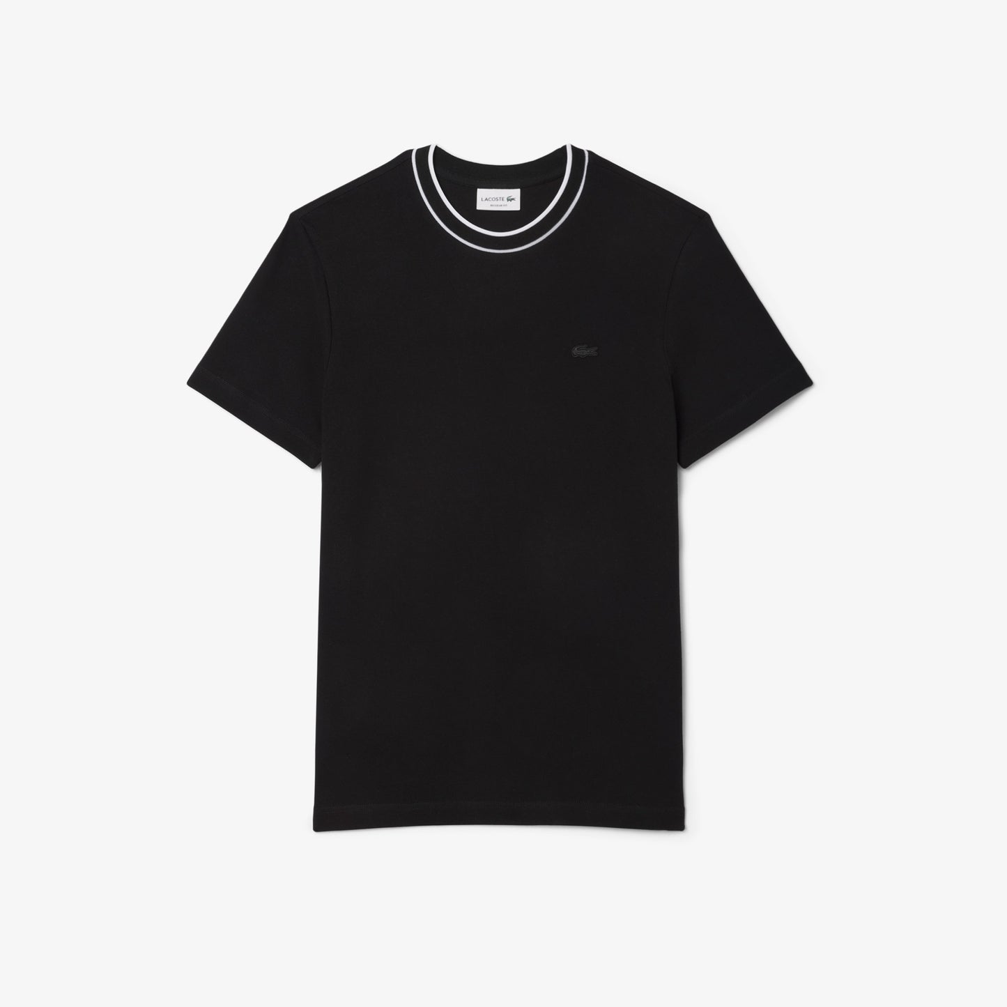 LACOSTE PIQUE COTTON TIPPED T-SHIRT BLACK SIZE (8) 3XL RRP £70 BNWT