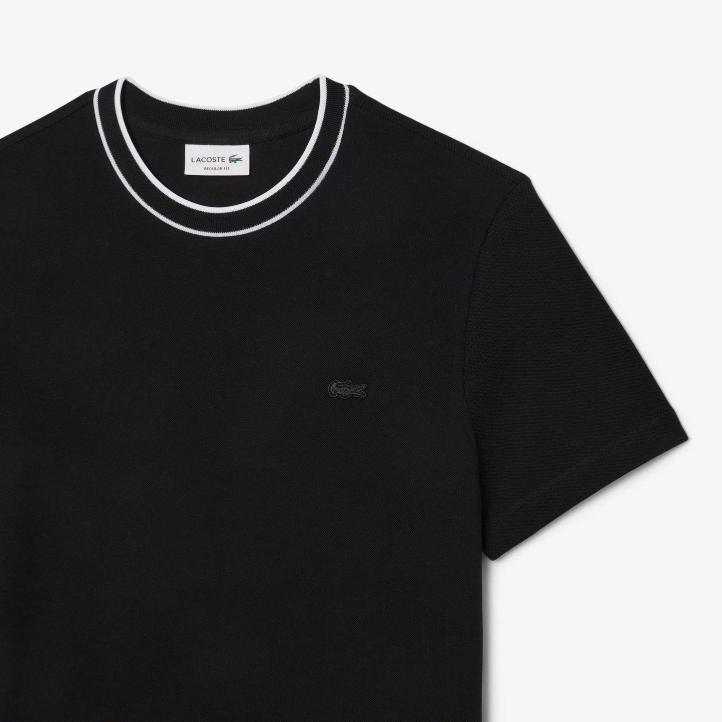 LACOSTE PIQUE COTTON TIPPED T-SHIRT BLACK SIZE (8) 3XL RRP £70 BNWT