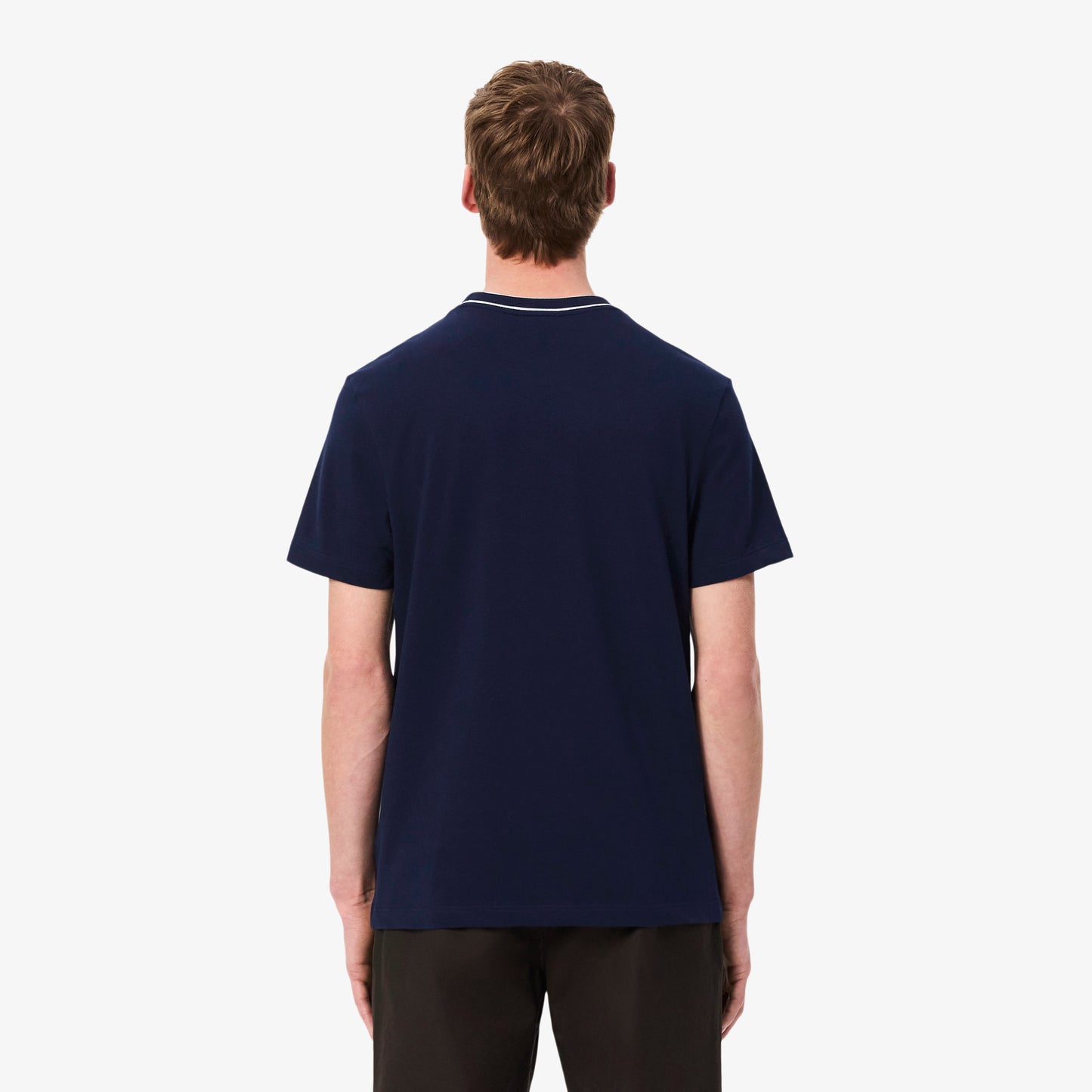 LACOSTE PIQUE COTTON TIPPED T-SHIRT NAVY BLUE SIZE (8) 3XL RRP £70 BNWT