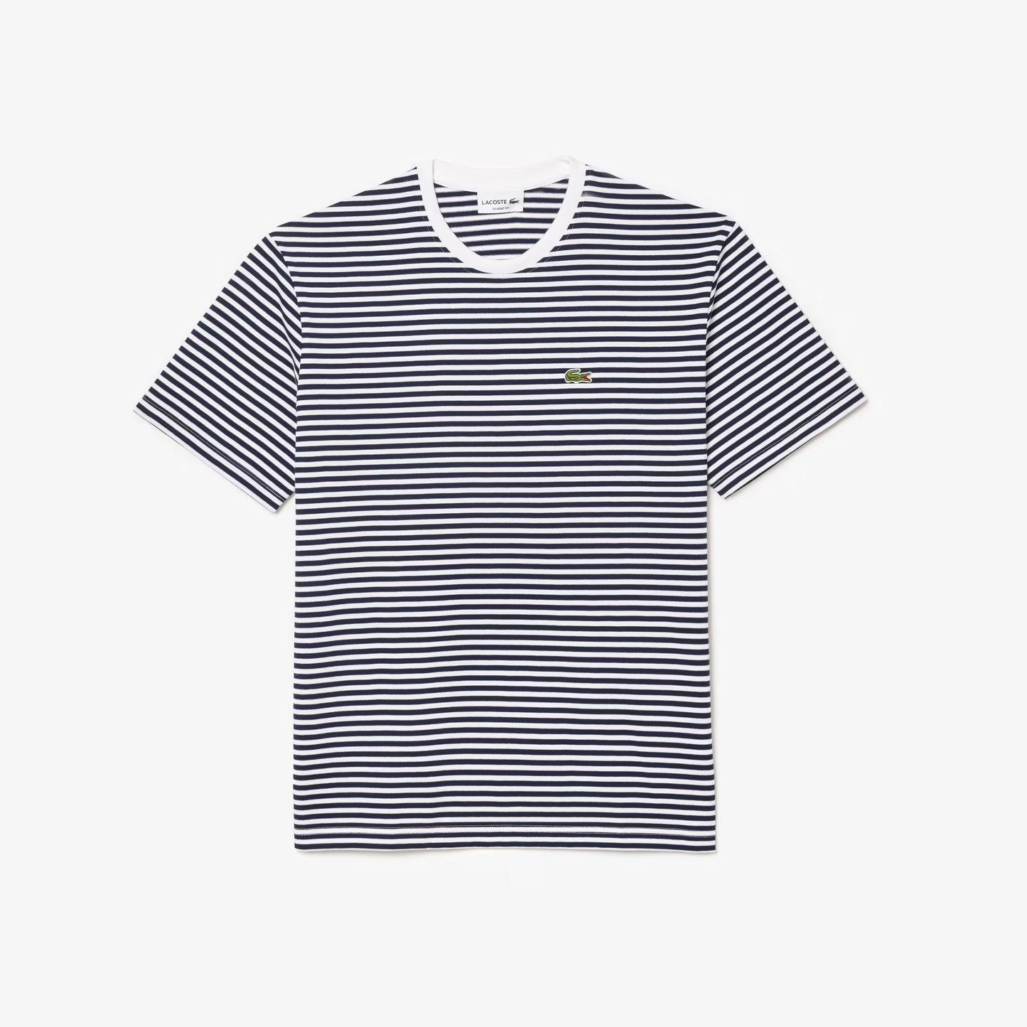LACOSTE HEAVY COTTON STRIPED T-SHIRT NAVY BLUE/WHITE SIZE RRP £65 BNWT