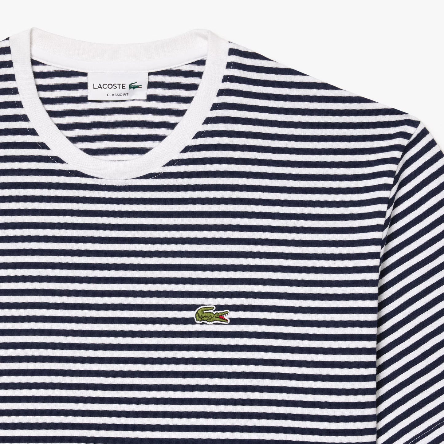 LACOSTE HEAVY COTTON STRIPED T-SHIRT NAVY BLUE/WHITE SIZE RRP £65 BNWT