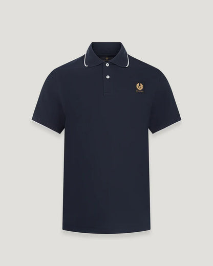 BELSTAFF TIPPED PIQUE COTTON POLO SHIRT DARK INK NAVY MEDIUM RRP £95 BNWT