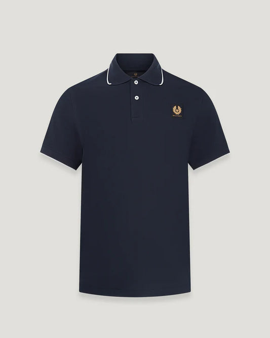 BELSTAFF TIPPED PIQUE COTTON POLO SHIRT DARK INK NAVY MEDIUM RRP £95 BNWT