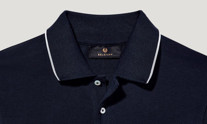 BELSTAFF TIPPED PIQUE COTTON POLO SHIRT DARK INK NAVY MEDIUM RRP £95 BNWT