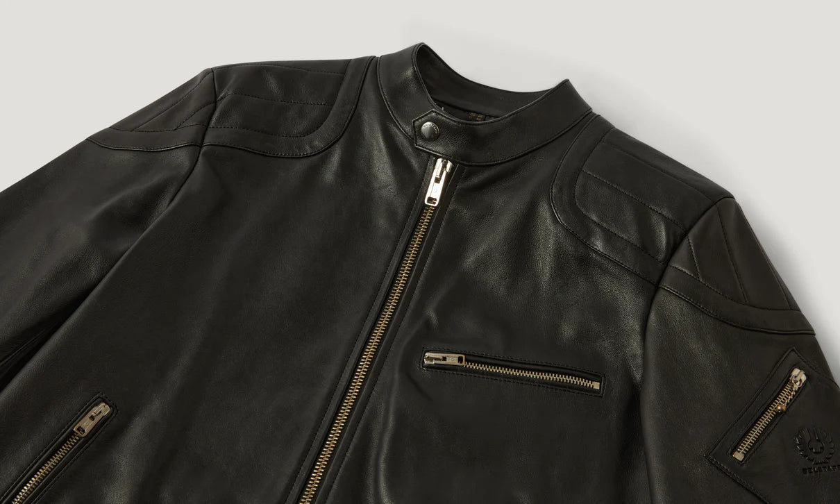 BELSTAFF T RACER CHEVIOT LEATHER BIKER JACKET BLACK RRP £850 BNWT
