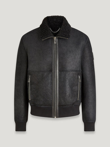 BELSTAFF TRACE SHEARLING AVIATOR BOMBER JACKET BLACK UK44 XL/2XL RRP £1495 BNWT