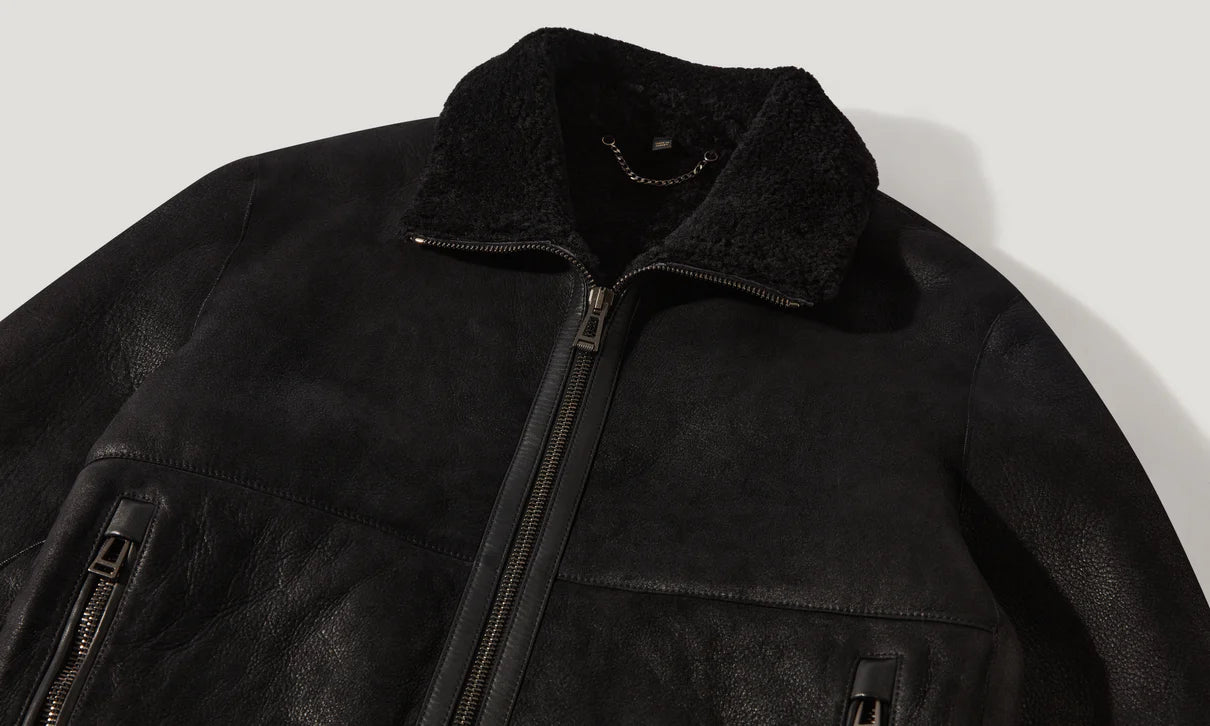 BELSTAFF TRACE SHEARLING AVIATOR BOMBER JACKET BLACK UK44 XL/2XL RRP £1495 BNWT