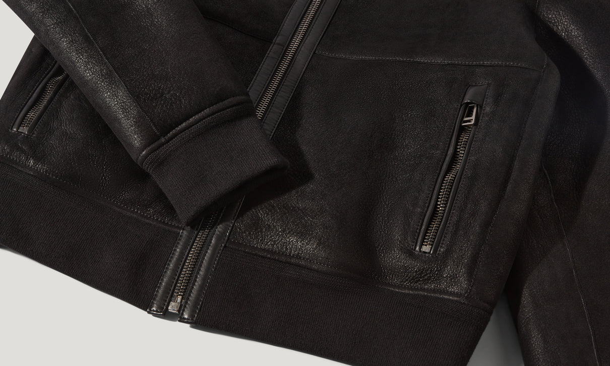 BELSTAFF TRACE SHEARLING AVIATOR BOMBER JACKET BLACK UK44 XL/2XL RRP £1495 BNWT