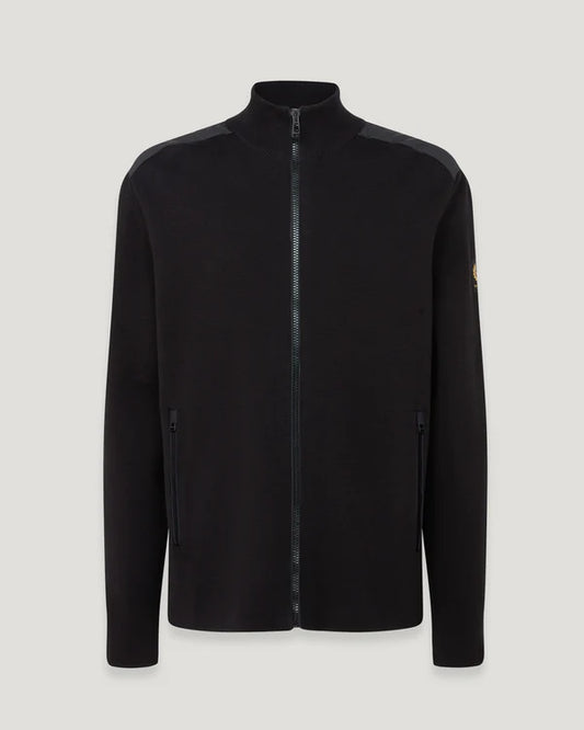 BELSTAFF VERGE MIXED MEDIA ZIPPED CARDIGAN JUMPER BLACK RRP £295 BNWT