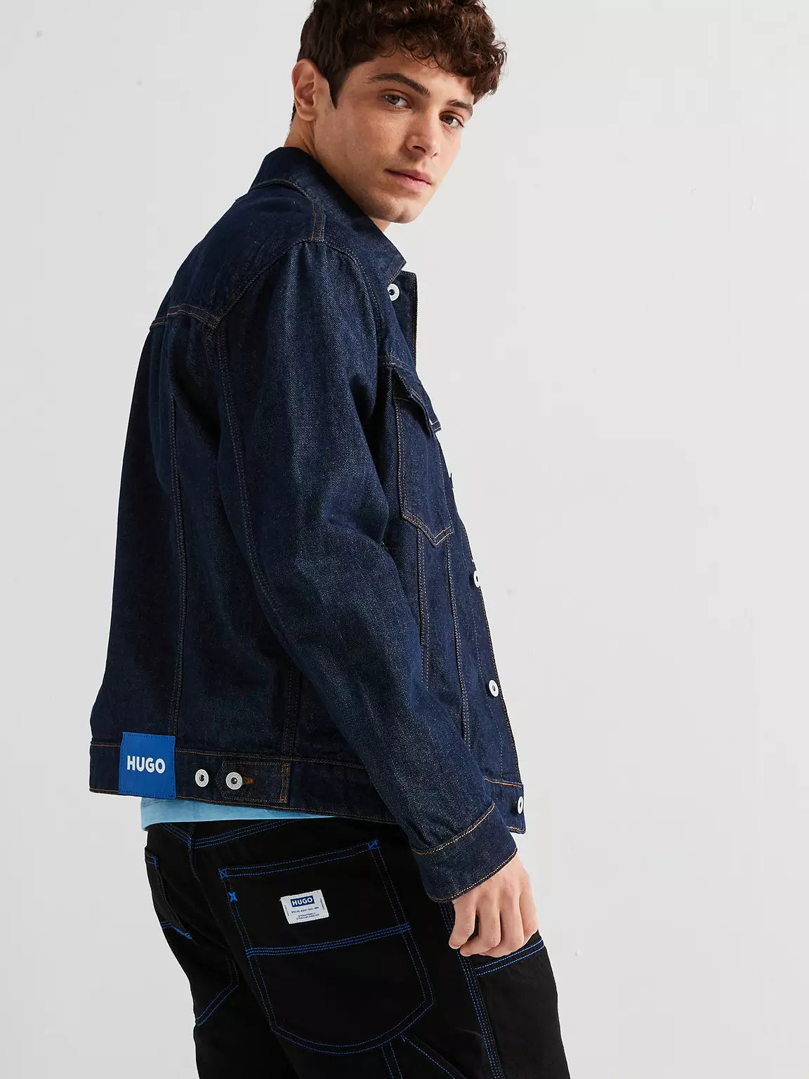 HUGO BY HUGO BOSS DEX RINSE WASH DENIM TRUCKER JACKET BLUE MEDIUM RRP £159 BNWT