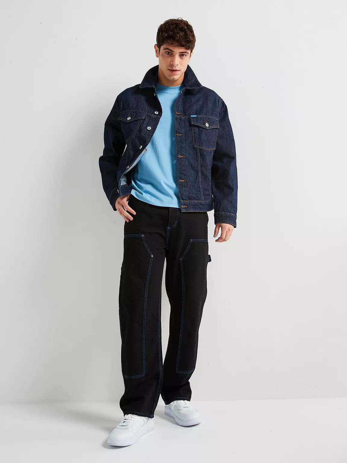 HUGO BY HUGO BOSS DEX RINSE WASH DENIM TRUCKER JACKET BLUE MEDIUM RRP £159 BNWT