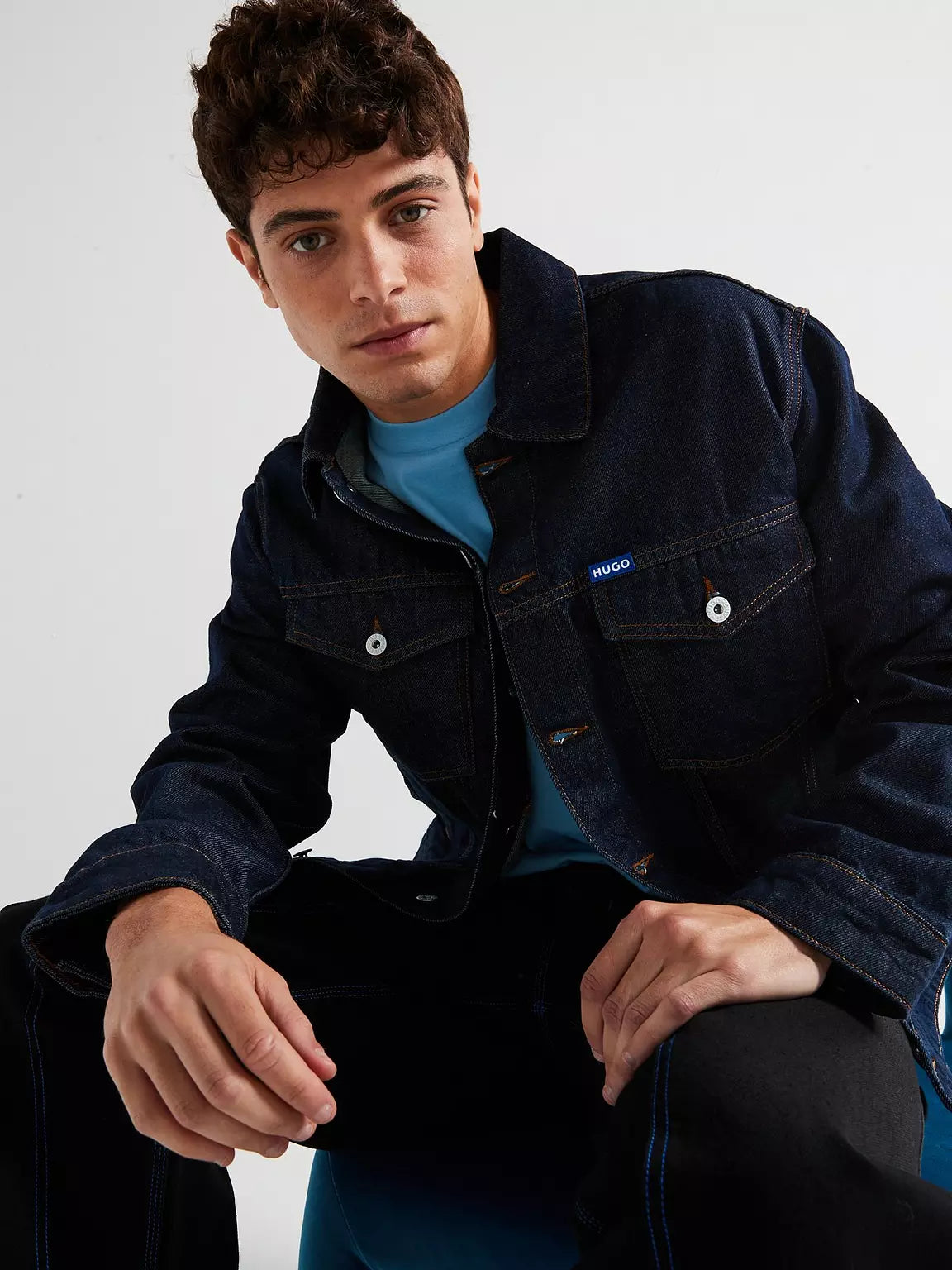 HUGO BY HUGO BOSS DEX RINSE WASH DENIM TRUCKER JACKET BLUE MEDIUM RRP £159 BNWT