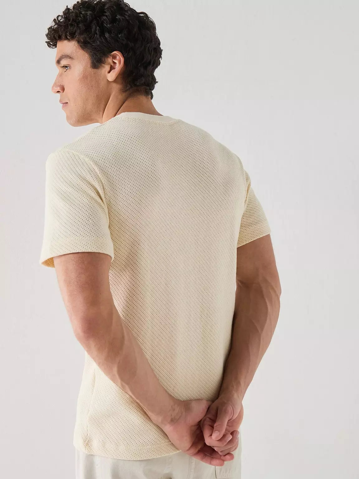 LACOSTE HEAVYWEIGHT COTTON JACQUARD KNIT LOGO T-SHIRT CREAM XL RRP £70 BNWT