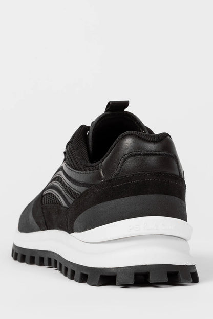 PAUL SMITH PS MARINO MIXED MEDIA LOW TOP TRAINERS BLACK RRP £195 BNIB