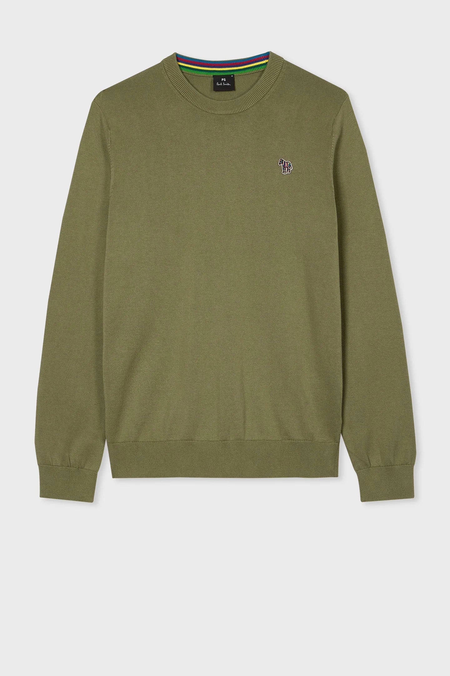 PAUL SMITH ORGANIC COTTON CREW NECK ZEBRA JUMPER KHAKI GREEN RRP £135 BNWT