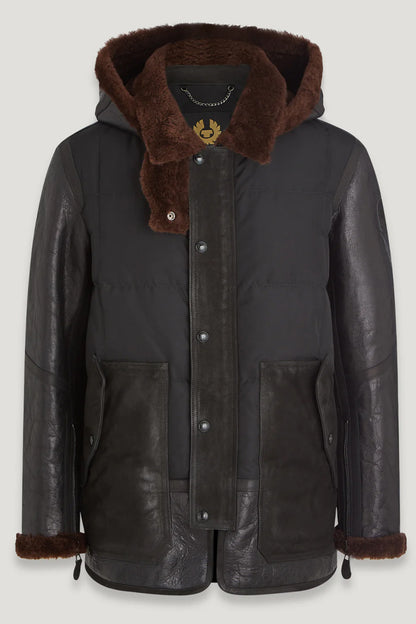 BELSTAFF ALPINE MIXED MEDIA PARKA JACKET BLACK/EARTH BROWN UK50 5XL RRP £2075 BNWT