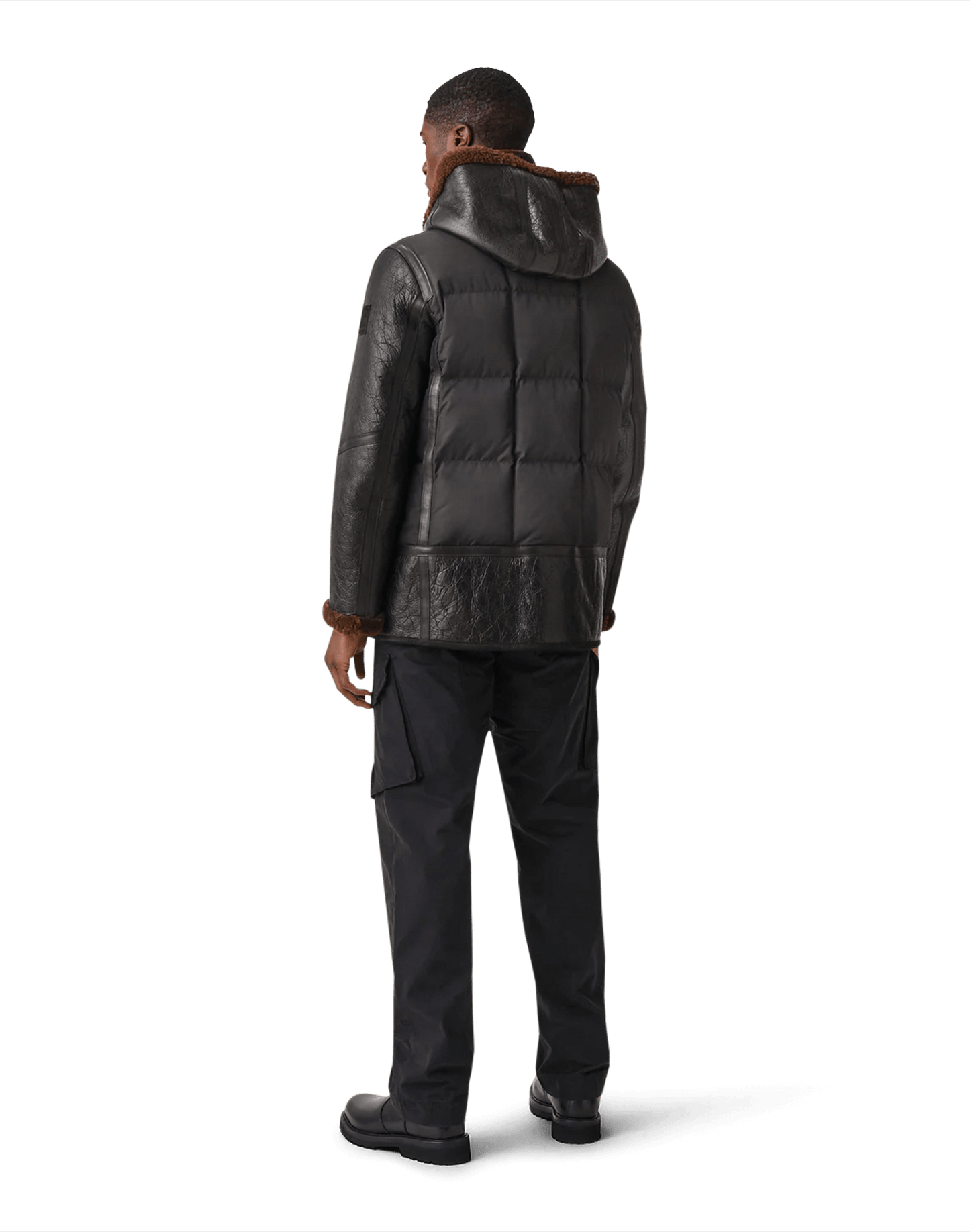 BELSTAFF ALPINE MIXED MEDIA HOODED PARKA JACKET BLACK/BROWN UK44 2XL £2075 BNWT