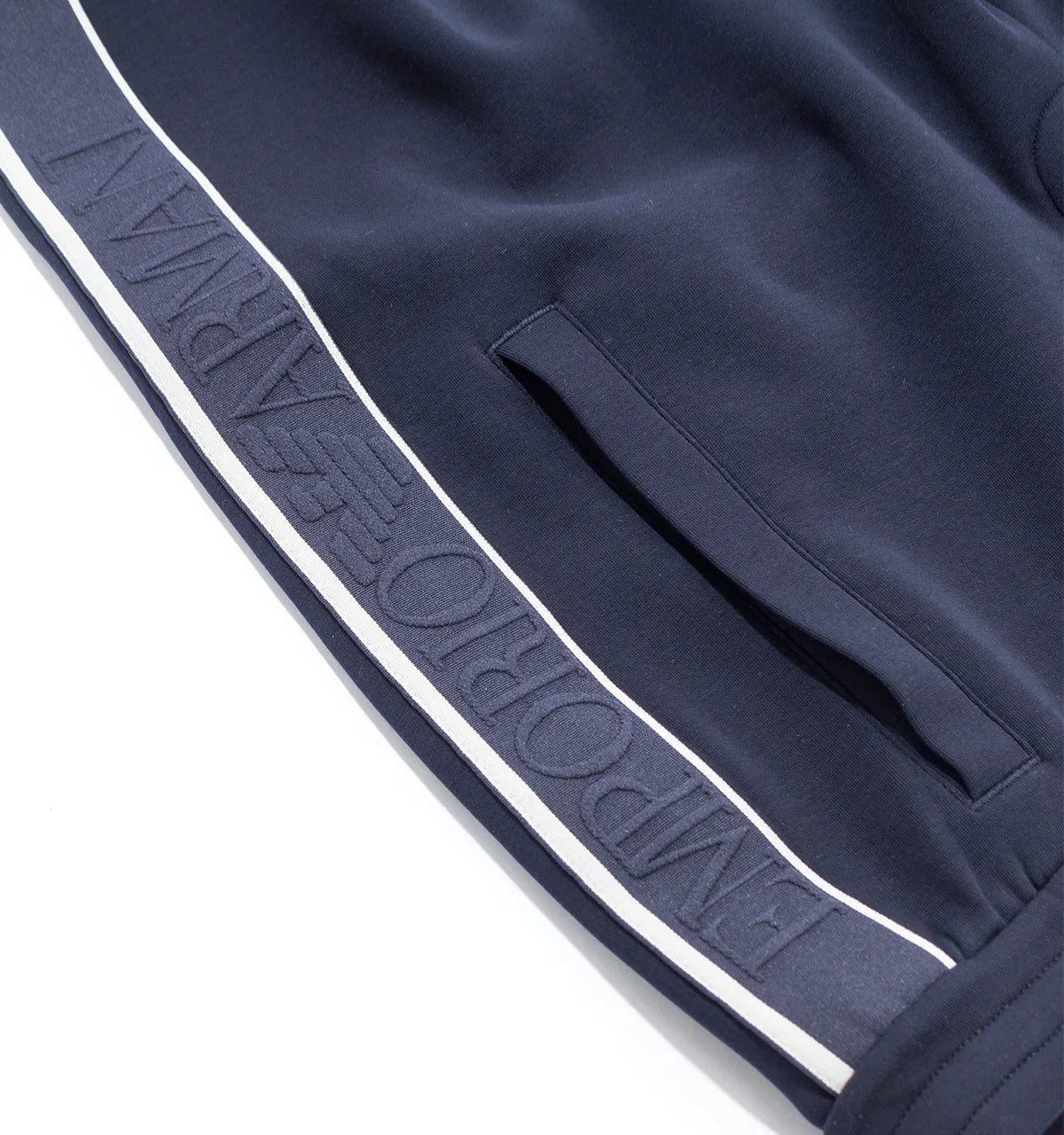 EMPORIO ARMANI NAVY BLUE CONTRAST TAPE JOGGERS SWEATPANTS 2XL RRP £190 BNWT