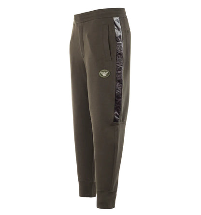 EMPORIO ARMANI DARK OLIVE VELOUR TAPE JOGGERS SWEATPANTS MEDIUM RRP £235 BNWT
