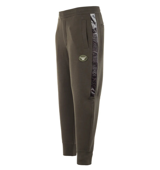 EMPORIO ARMANI DARK OLIVE VELOUR TAPE JOGGERS SWEATPANTS MEDIUM RRP £235 BNWT