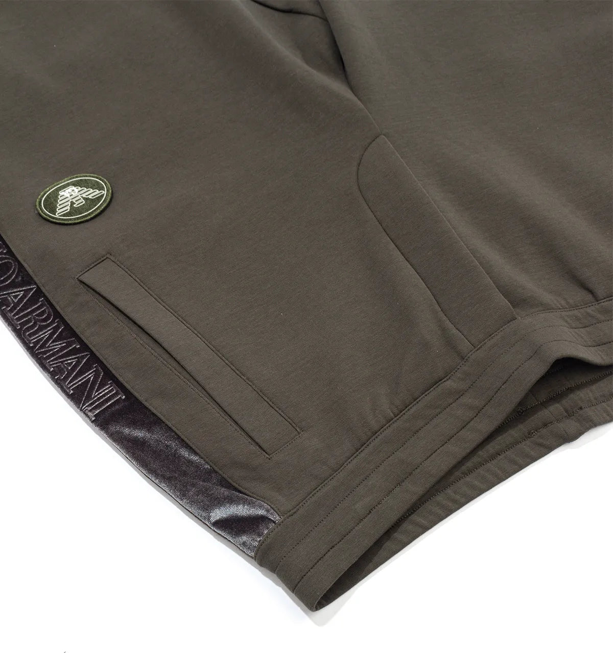 EMPORIO ARMANI DARK OLIVE VELOUR TAPE JOGGERS SWEATPANTS MEDIUM RRP £235 BNWT