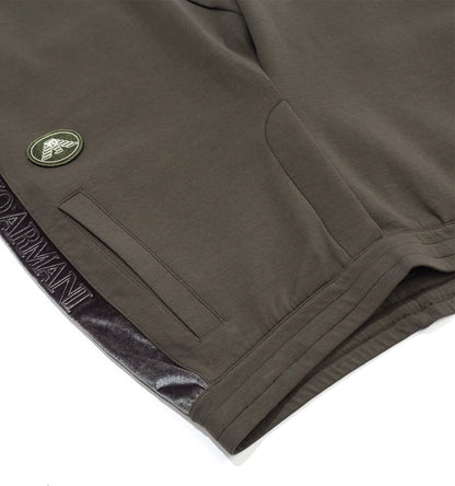 EMPORIO ARMANI DARK OLIVE VELOUR TAPE JOGGERS SWEATPANTS MEDIUM RRP £235 BNWT