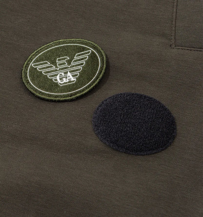 EMPORIO ARMANI DARK OLIVE VELOUR TAPE JOGGERS SWEATPANTS MEDIUM RRP £235 BNWT