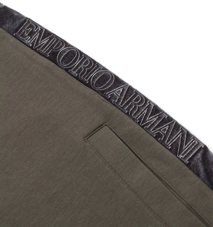 EMPORIO ARMANI DARK OLIVE VELOUR TAPE JOGGERS SWEATPANTS MEDIUM RRP £235 BNWT