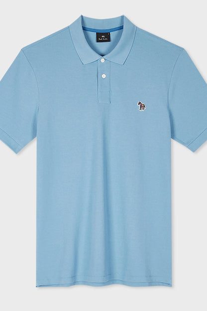 PAUL SMITH ZEBRA PIQUE COTTON POLO SHIRT PALE BLUE (40E) RRP £90 NEW