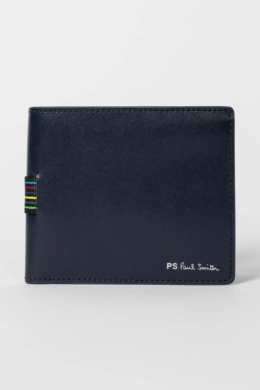 PAUL SMITH PS LEATHER BI-FOLD COIN POUCH WALLET NAVY BLUE RRP £130 NEW IN BOX
