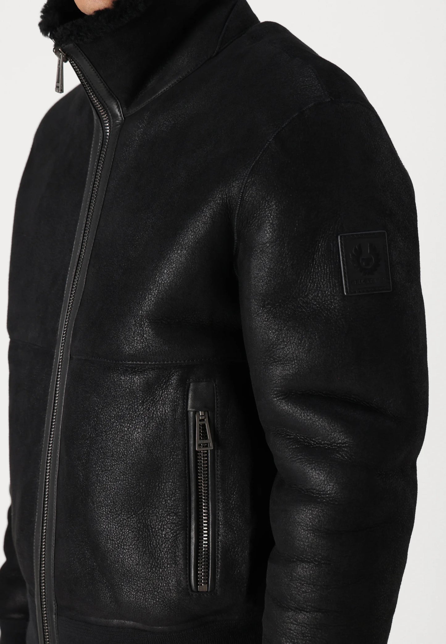 BELSTAFF TRACE SHEARLING AVIATOR BOMBER JACKET BLACK UK44 XL/2XL RRP £1495 BNWT