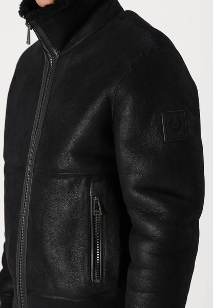 BELSTAFF TRACE SHEARLING AVIATOR BOMBER JACKET BLACK UK44 XL/2XL RRP £1495 BNWT