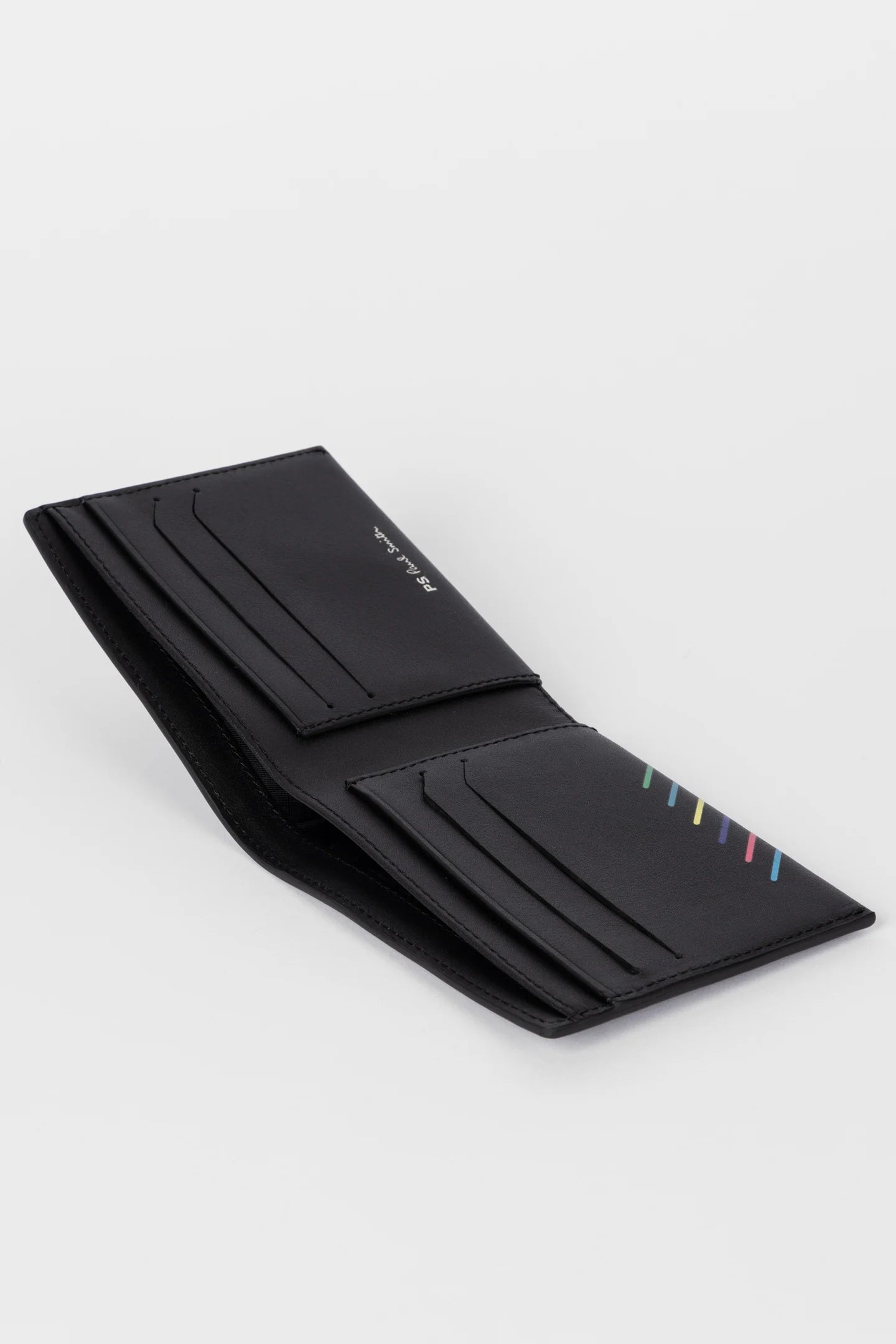 PAUL SMITH PS LEATHER BI-FOLD SPORTS STRIPE WALLET BLACK RRP £130 NEW IN BOX