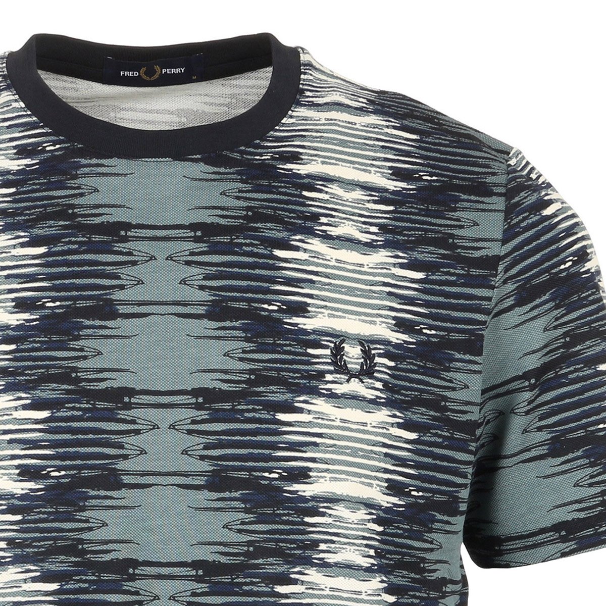 FRED PERRY SOUNDWAVE GLITCH PIQUE COTTON T-SHIRT STOCKPORT BLUE 2XL RRP £80 BNWT