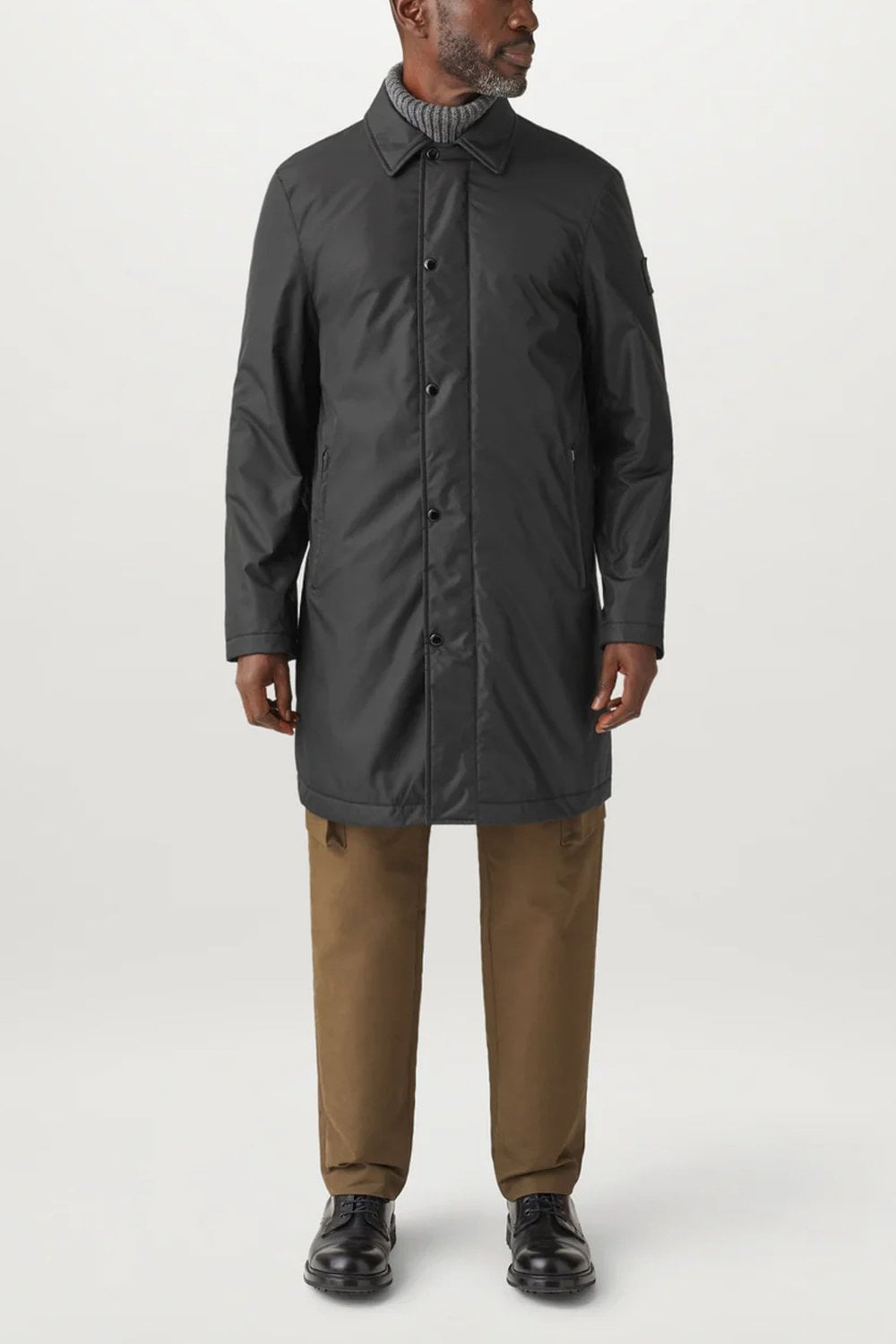 BELSTAFF DRILL NYLON SHELL OVERCOAT JACKET BLACK RRP £425 BNWT