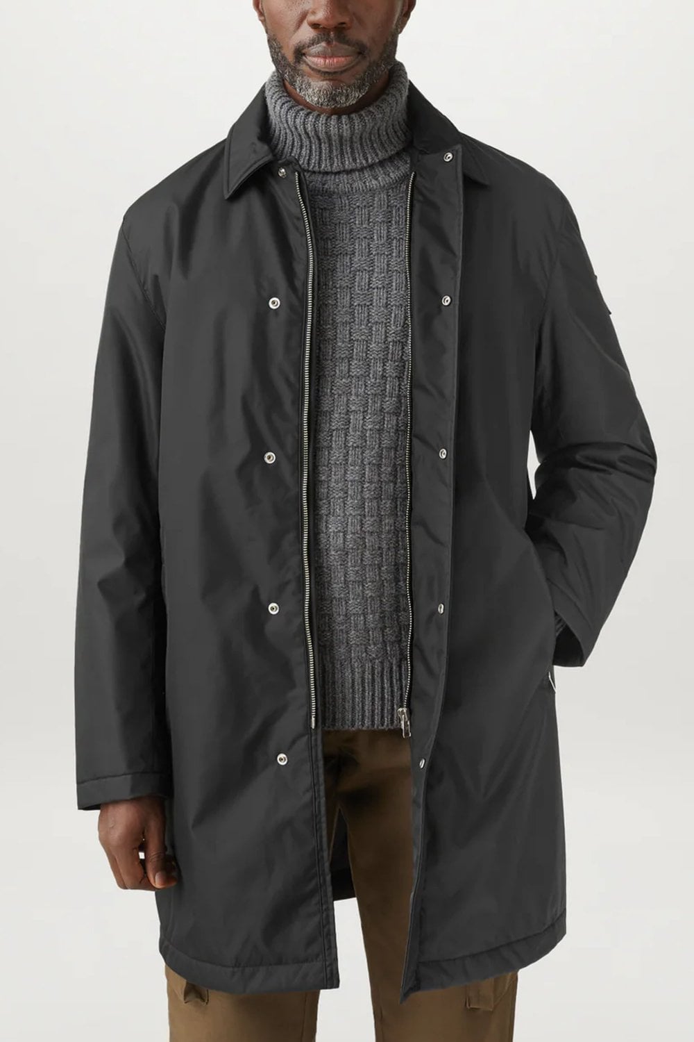 BELSTAFF DRILL NYLON SHELL OVERCOAT JACKET BLACK RRP £425 BNWT