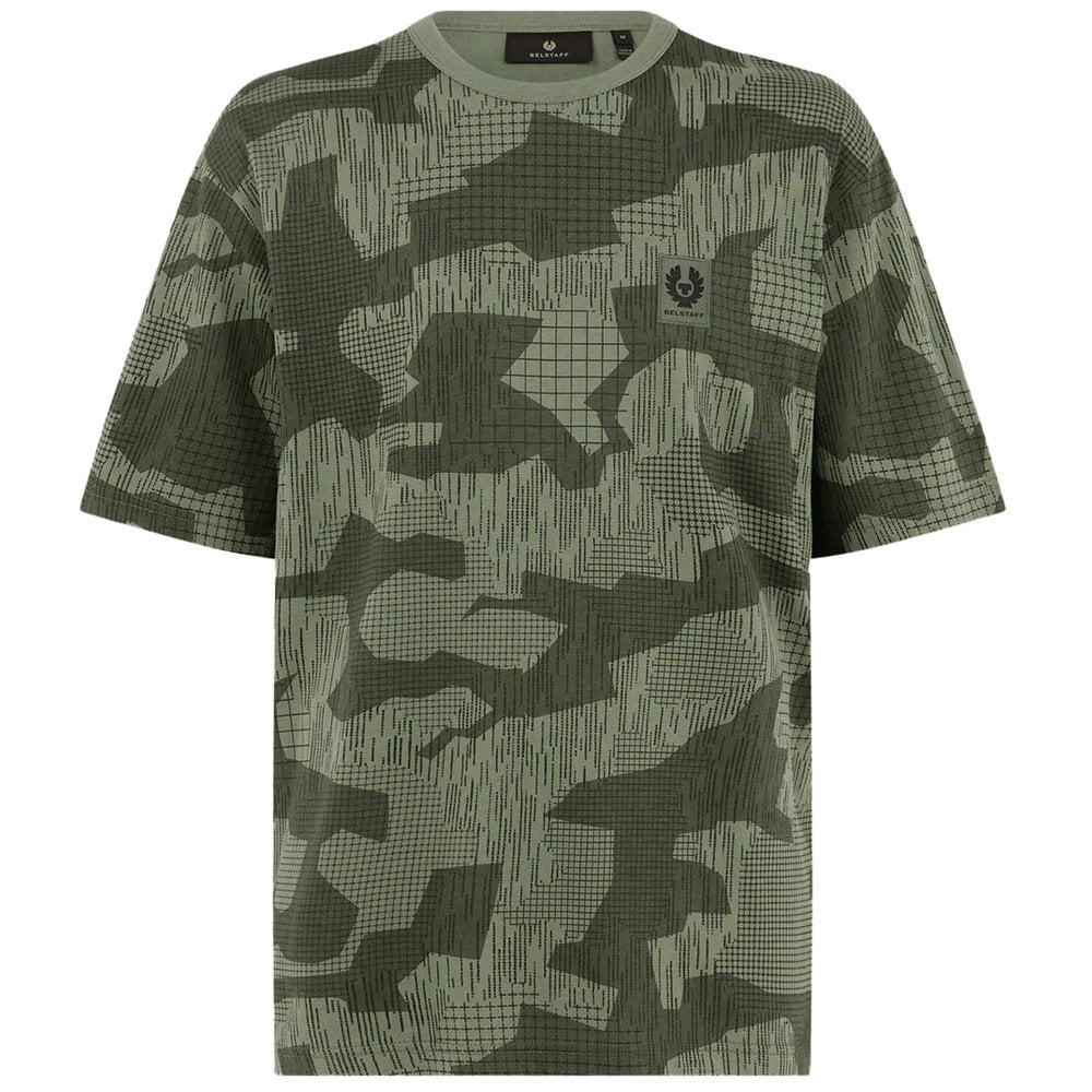 BELSTAFF TERRAIN CAMO COTTON T-SHIRT SURPLUS GREEN MEDIUM RRP £80 BNWT