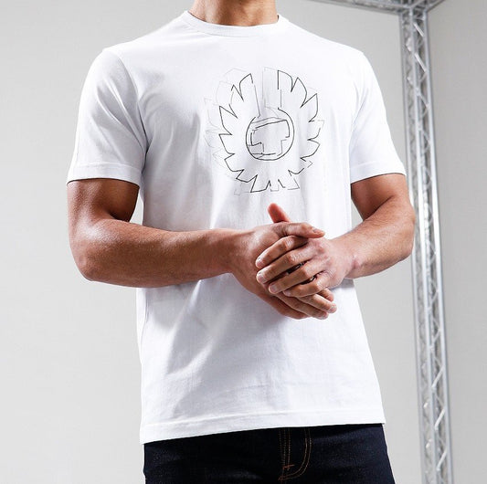 BELSTAFF DECONSTRUCTED COTTON T-SHIRT IN WHITE RRP £60 BNWT