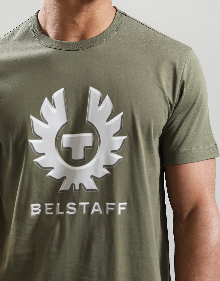 BELSTAFF LIQUIFY GRAPHIC COTTON T-SHIRT SURPLUS GREEN RRP £65 BNWT